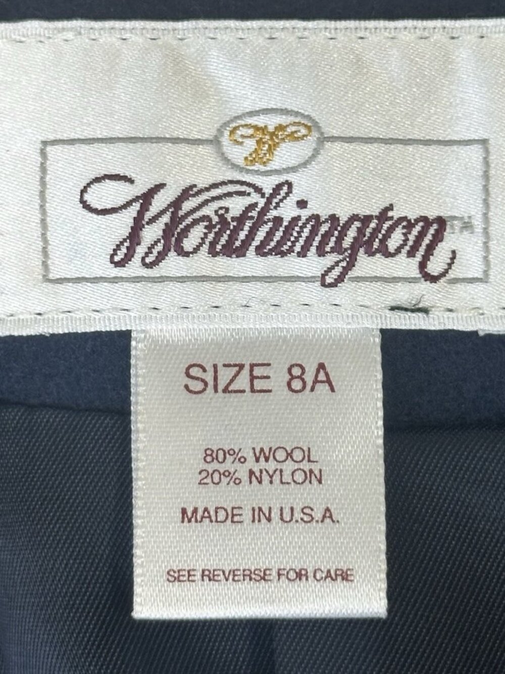Worthington Size 8A Blue Knee Length Coat Wool Blend Lined - Picture 11 of 13